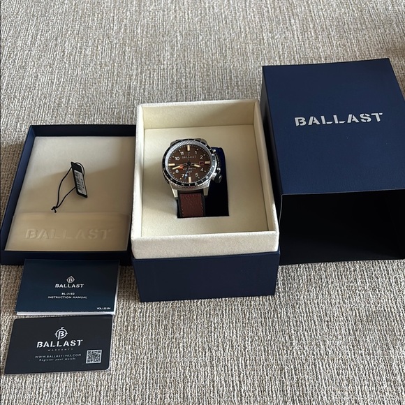 Sporty Silver and Brown Watch with Subdials and Arabic Numerals - Picture 2 of 3